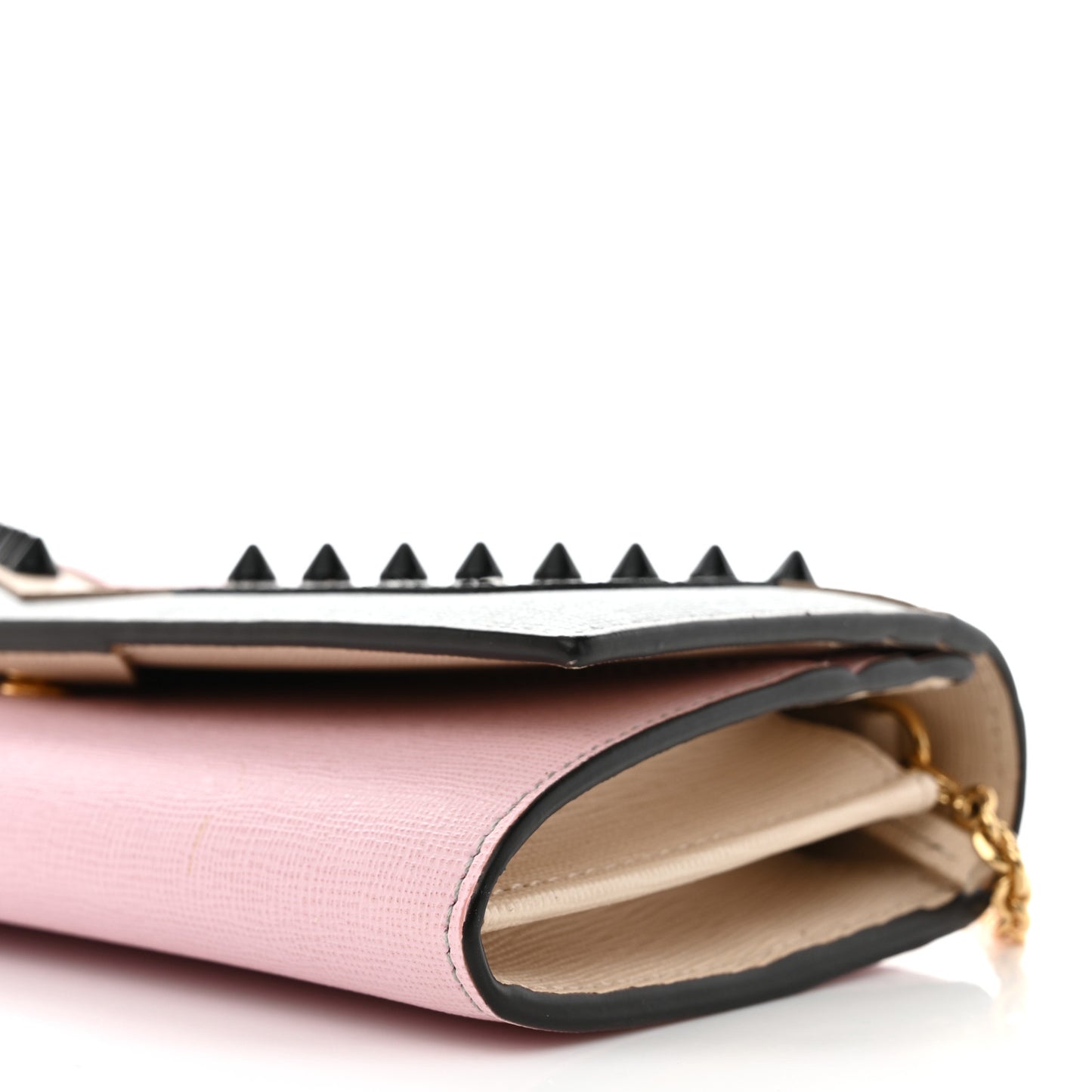 Vitello Elite Monster Eyes Studded Tube Wallet on Chain Ghiaccio Black Multicolor