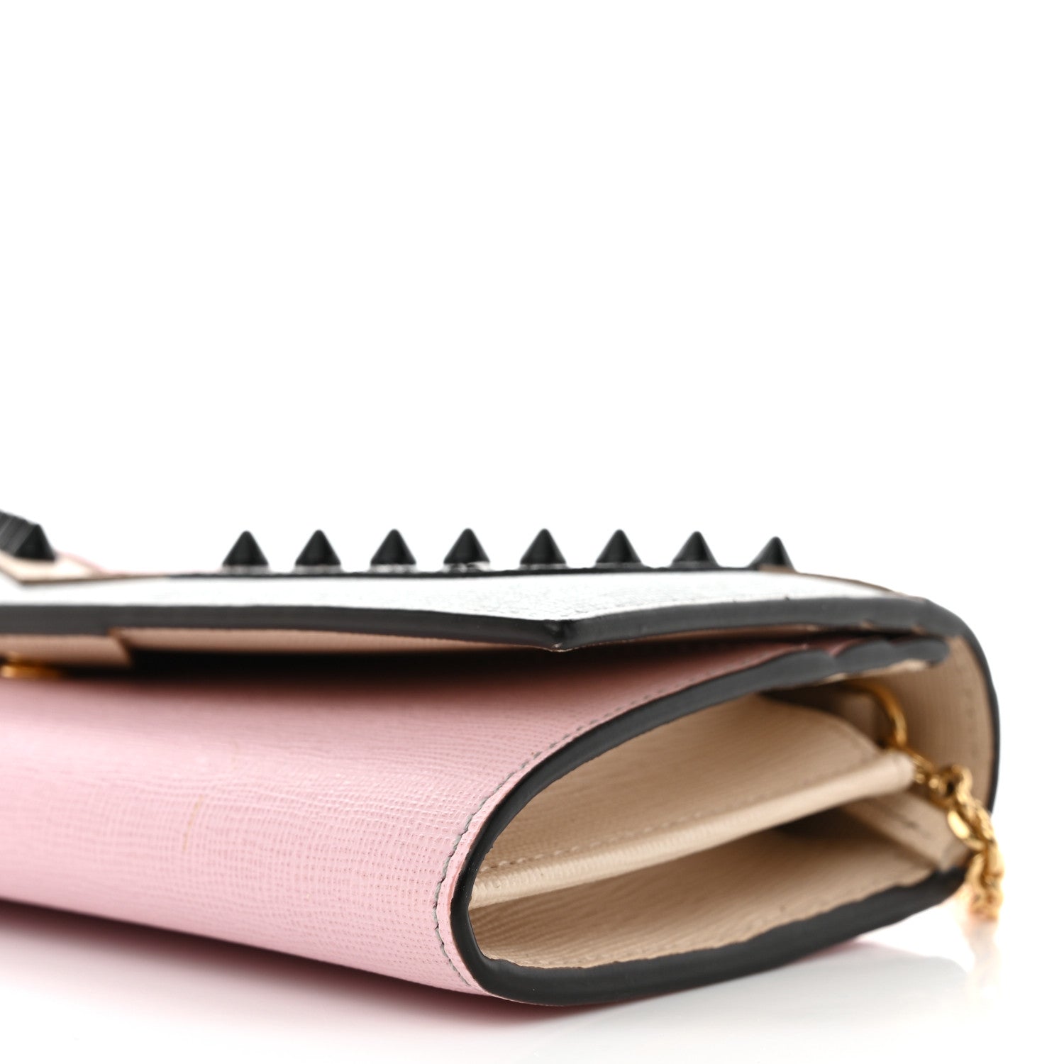 Fendi Vitello Elite Monster Eyes Studded Tube Wallet on Chain Ghiaccio Black Multicolor 8 of 10