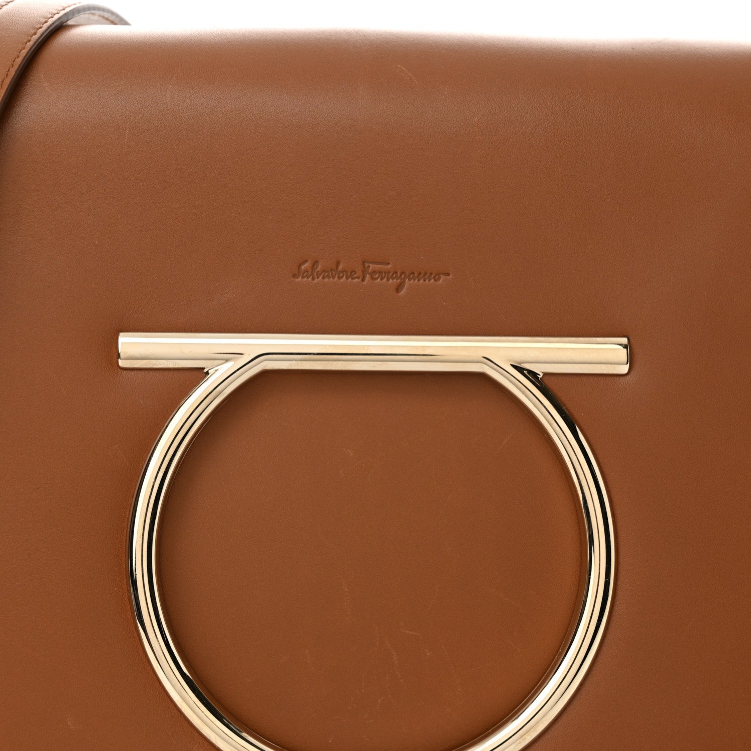 Salvatore Ferragamo Calfskin Large Vela Flap Bag Brown 8 of 12