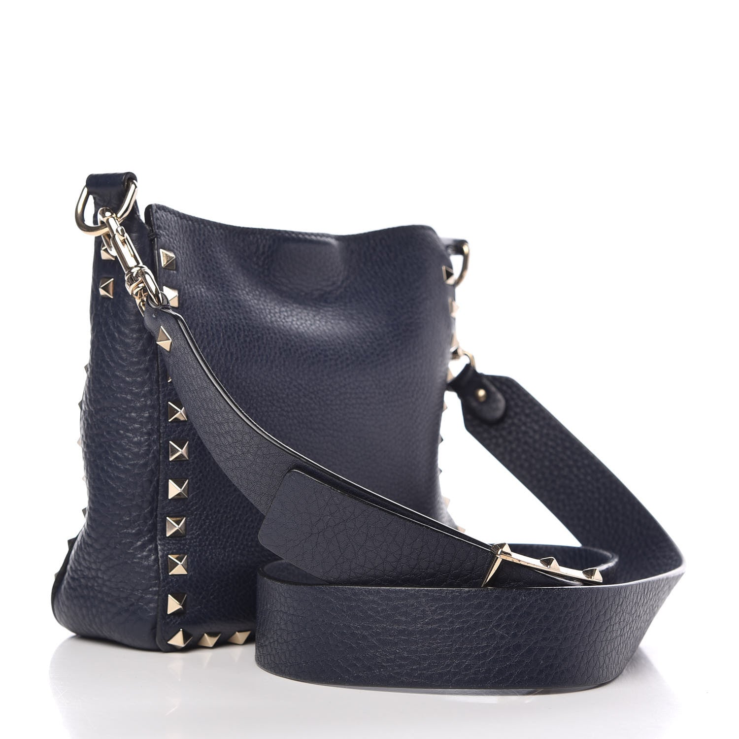Valentino Garavani Pebbled Calfskin Mini Rockstud Flip-Lock Messenger Bag Marine 3 of 11