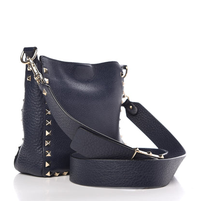 Valentino Garavani Pebbled Calfskin Mini Rockstud Flip-Lock Messenger Bag Marine 3 of 11