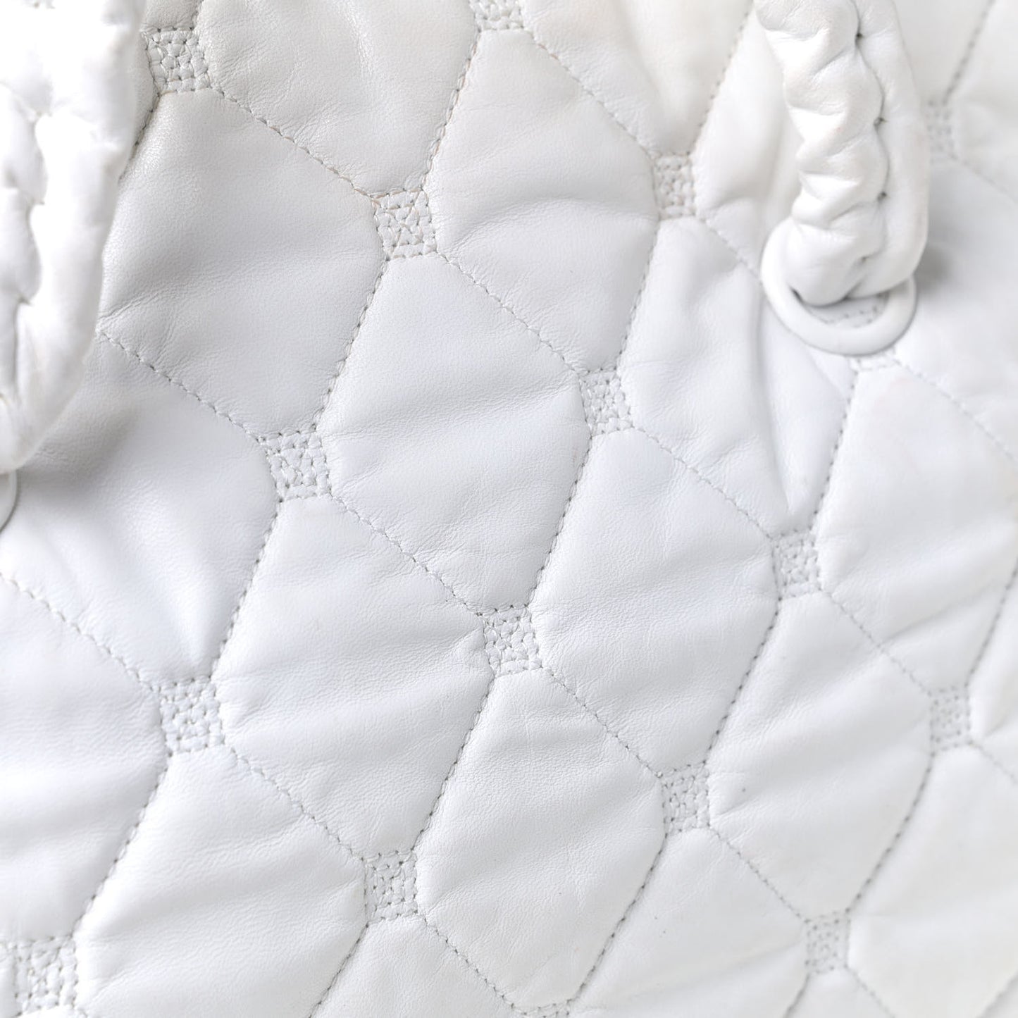 Quilted Lambskin Large Hidden Chain Flap Bag White