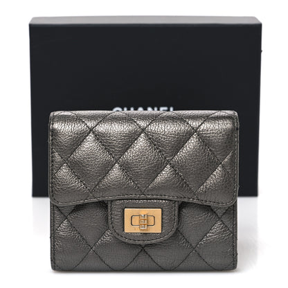 Chanel Metallic Calfskin Quilted Reissue Flap Card Holder Wallet Dark Grey 9 of 9