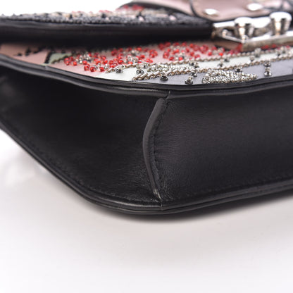 Valentino Garavani Vitello Embroidered Small Glam Lock Rockstud Flap Pink Black 5 of 12