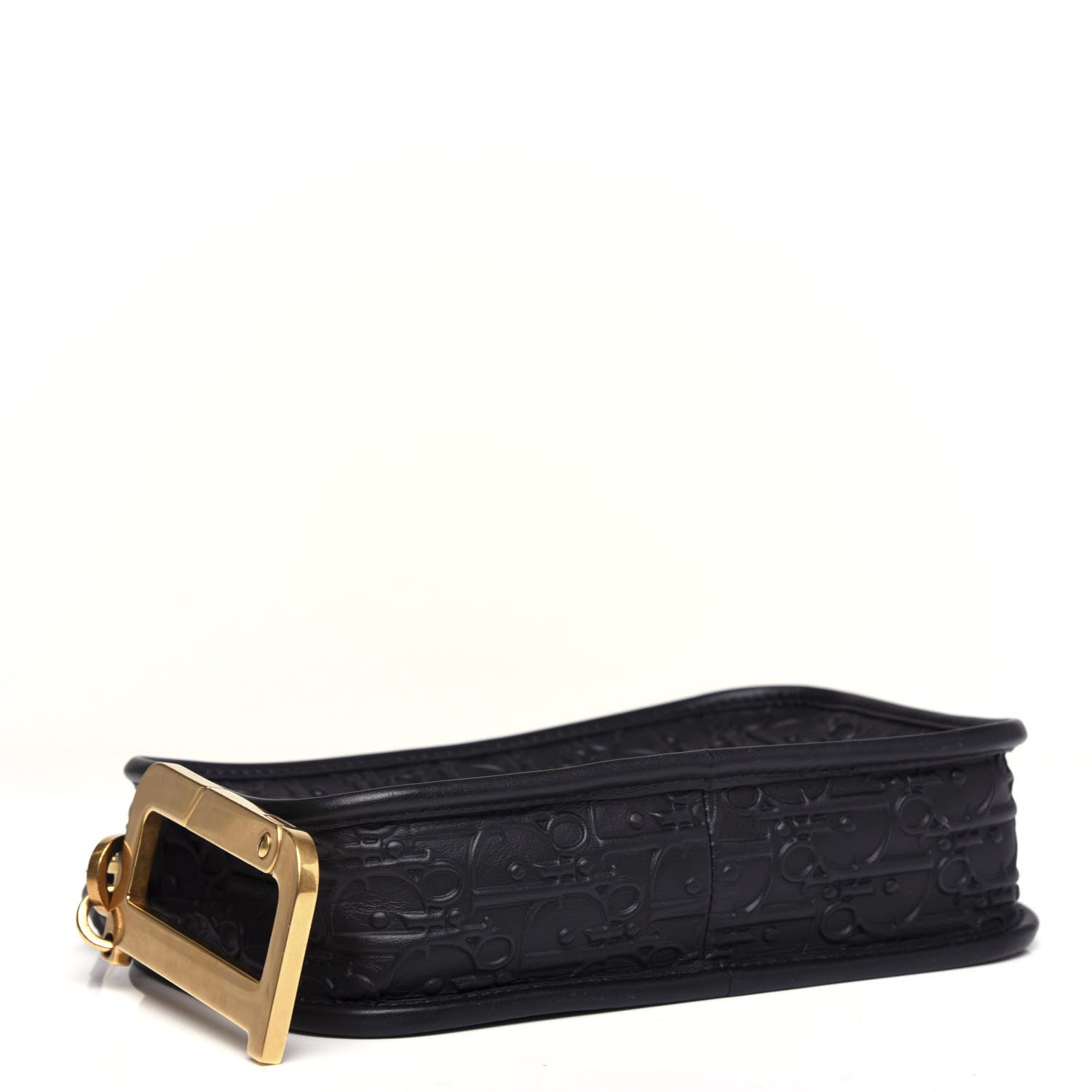 Christian Dior Calfskin Embossed Oblique Diorquake Clutch Black 4 of 6