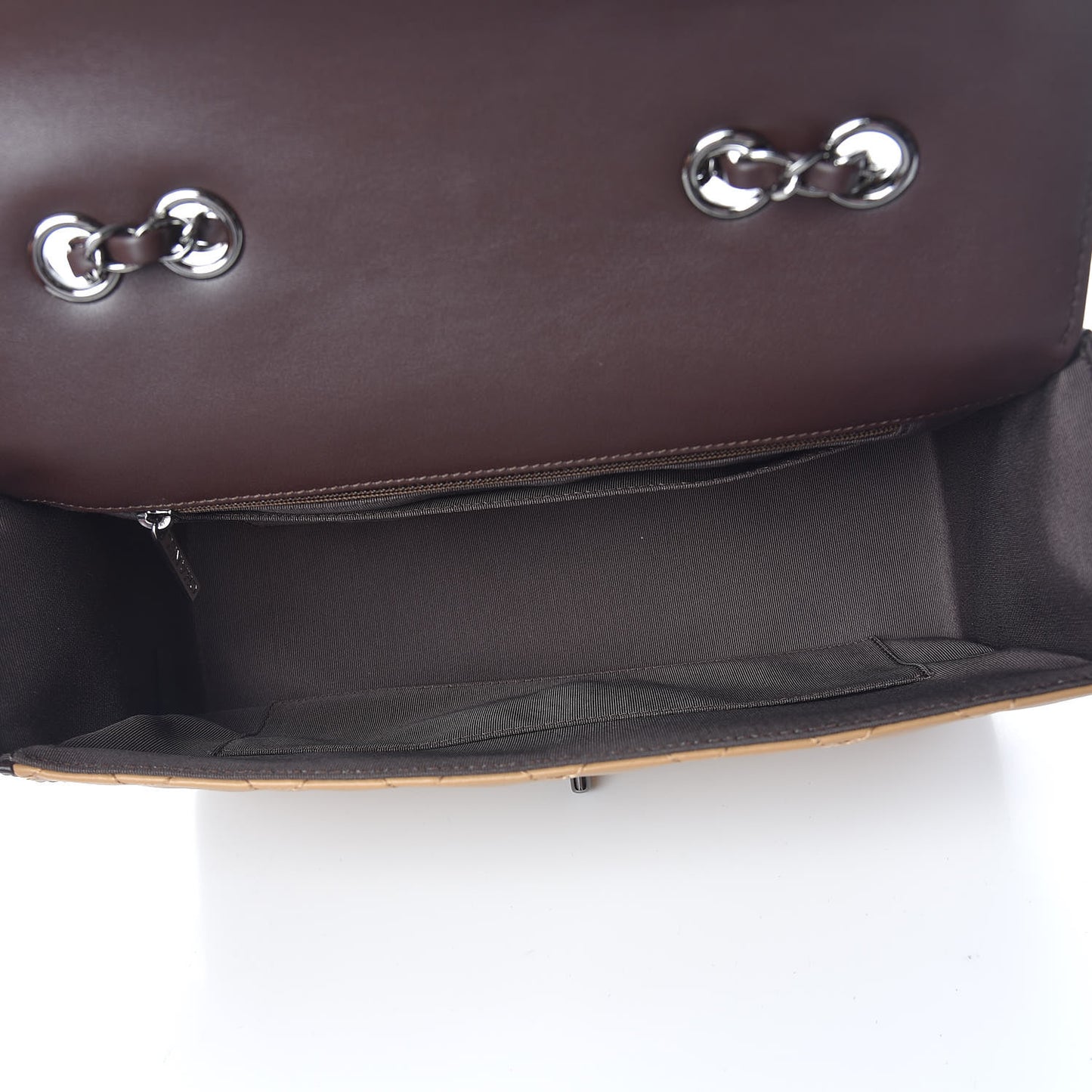 Calfskin Quilted Medium Coco Corset Flap Brown Beige