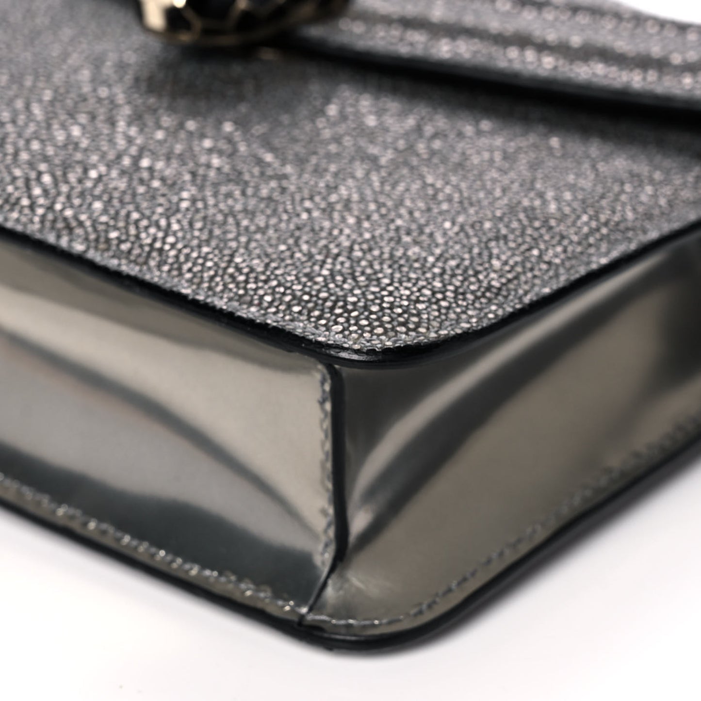 Stingray Patent Serpenti Forever Crossbody Grey