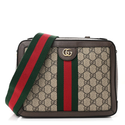 Gucci GG Supreme Monogram Web Small Ophidia Top Handle Shoulder Bag Brown 1 of 10