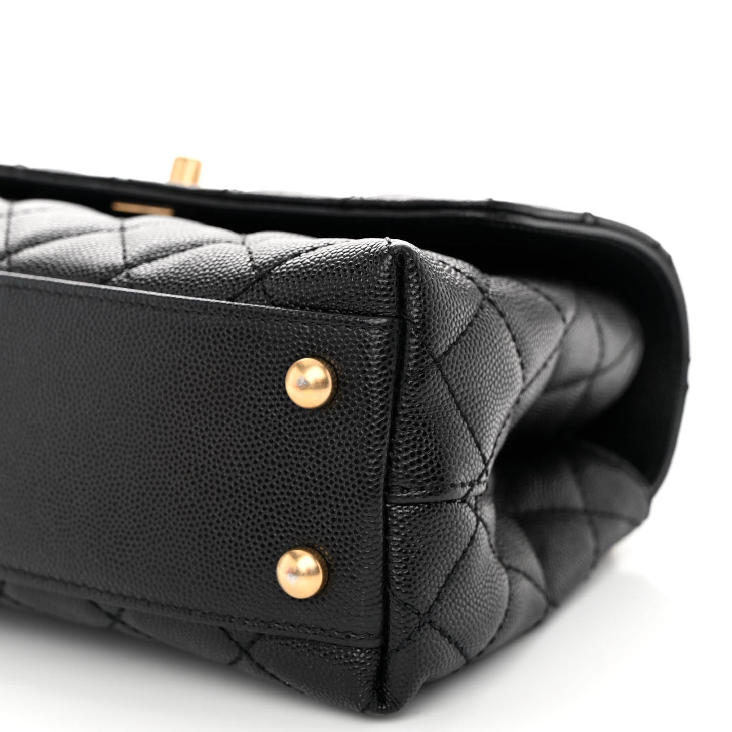 Caviar Quilted Mini Coco Chain Handle Flap Black