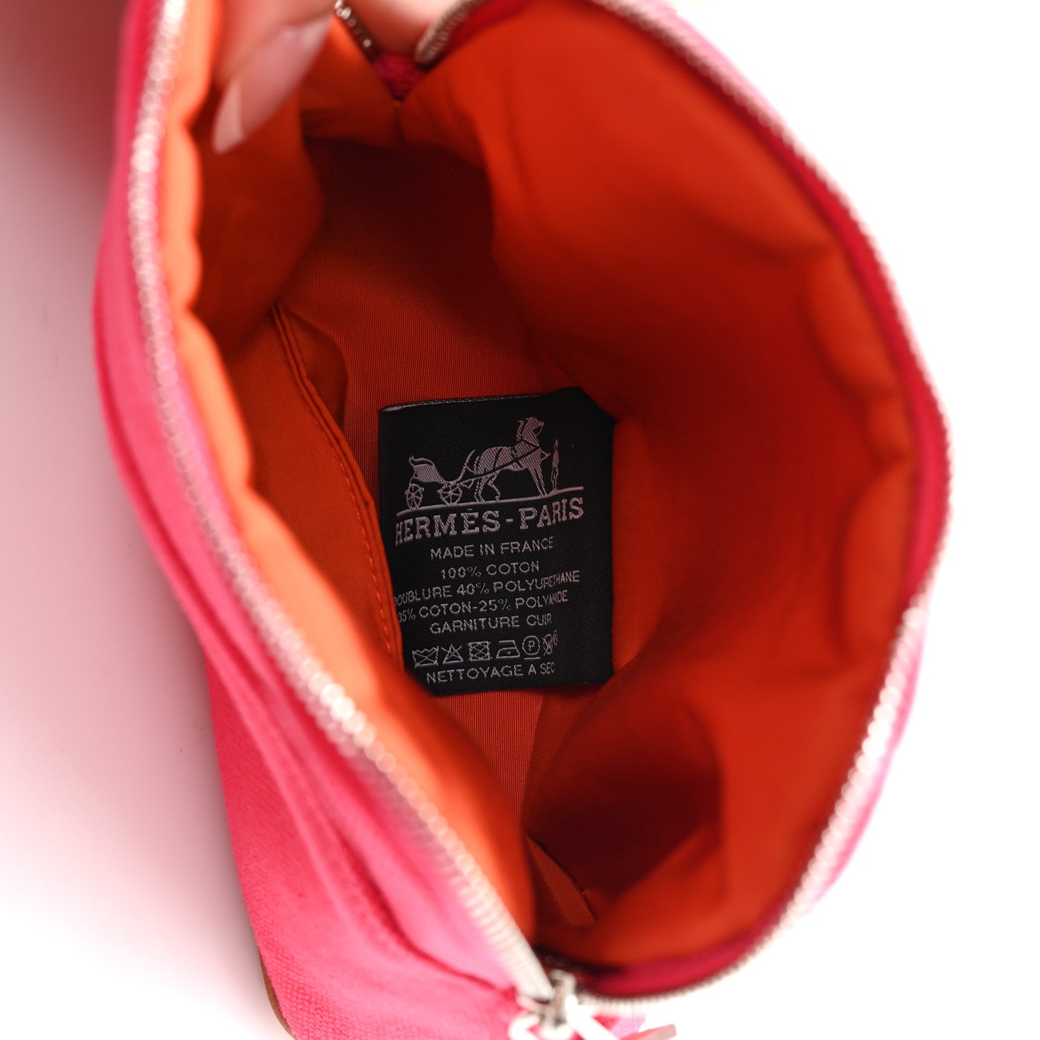 Hermes Cotton Canvas Mini Mini Bolide Travel Cosmetic Pouch Hibiscus 6 of 6