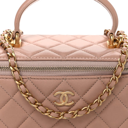 Chanel Lambskin Quilted Small Top Handle Vanity Case With Chain Beige 8 of 11
