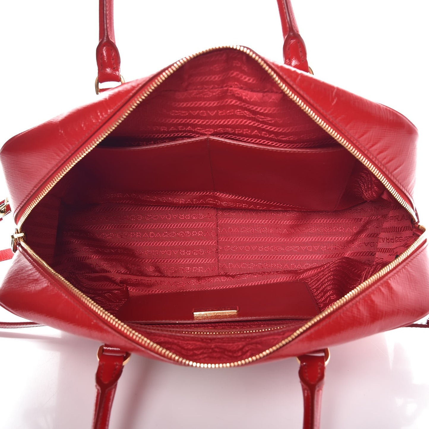 Saffiano Vernice Floral Bauletto Bag Rosso Bianco