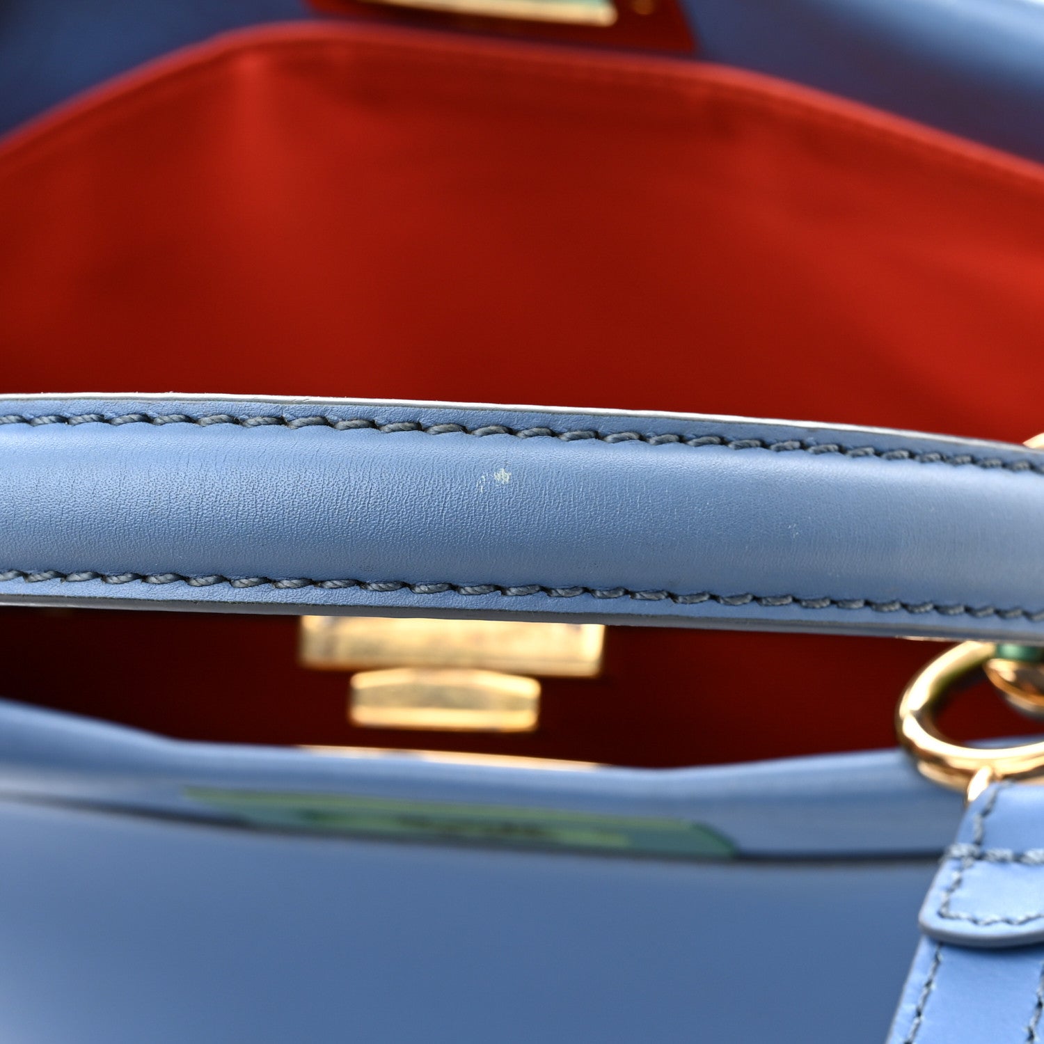 Fendi Vitello Morgan Shiny Nappa Medium Peekaboo Iconic Satchel Maldives Papavero 11 of 15
