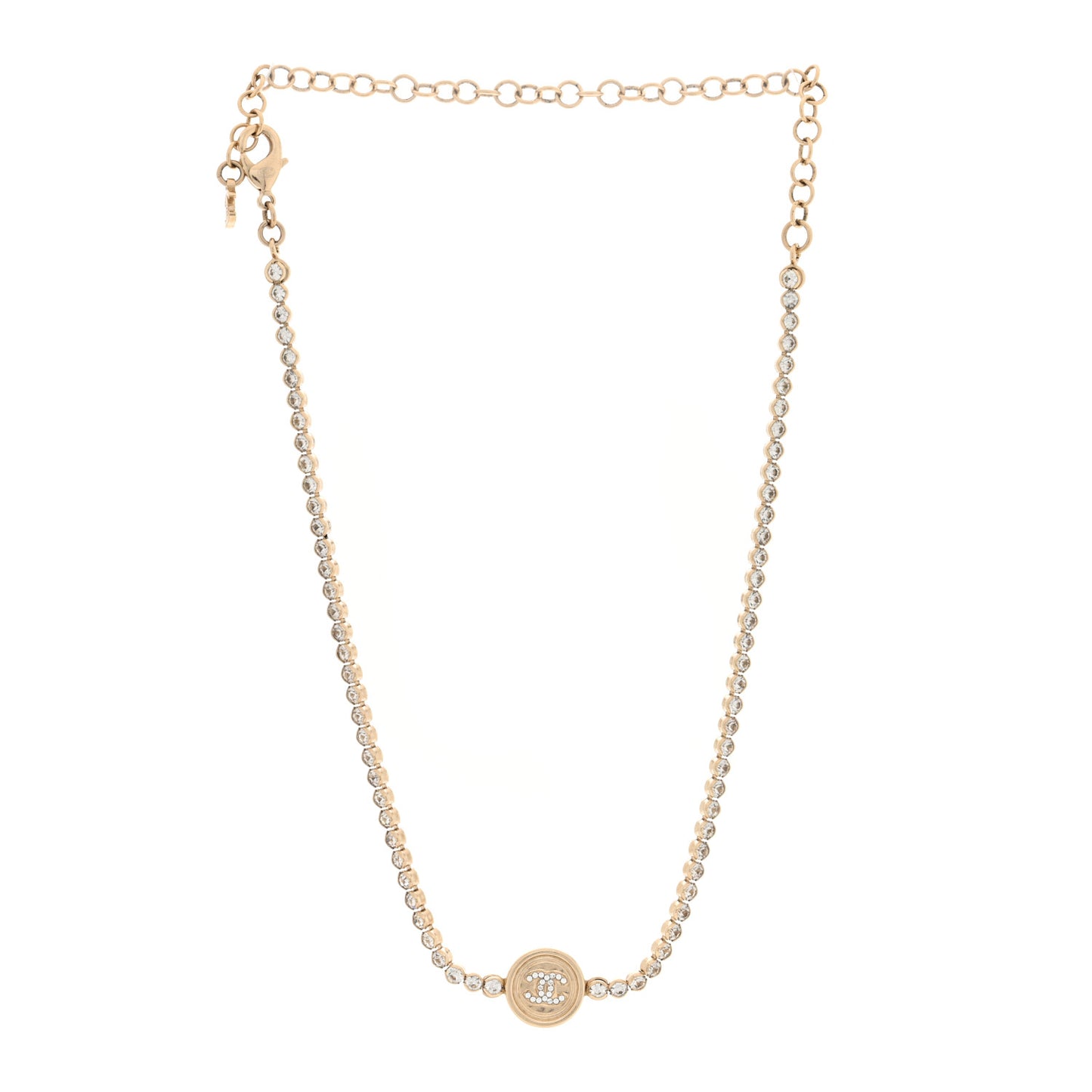 Crystal CC Chain Short Necklace Gold