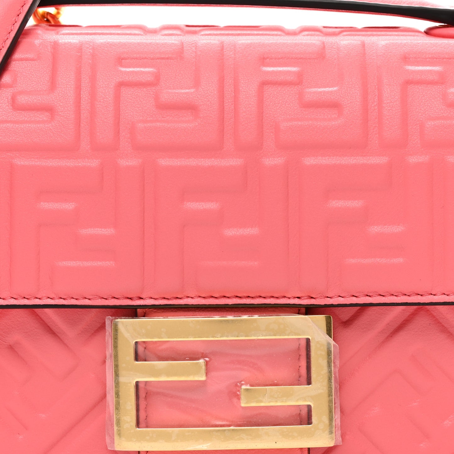 Nappa Small FF Embossed Midi Chain Baguette Pink Dalia