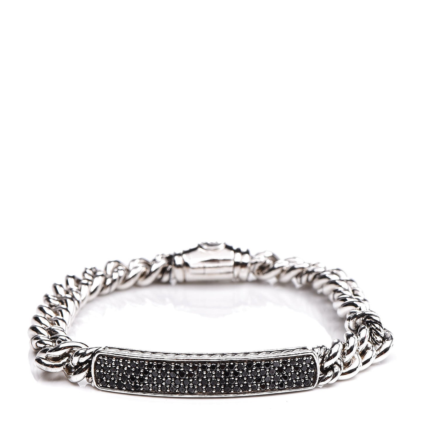 Sterling Silver Black Diamond 6mm Petite ID Bracelet