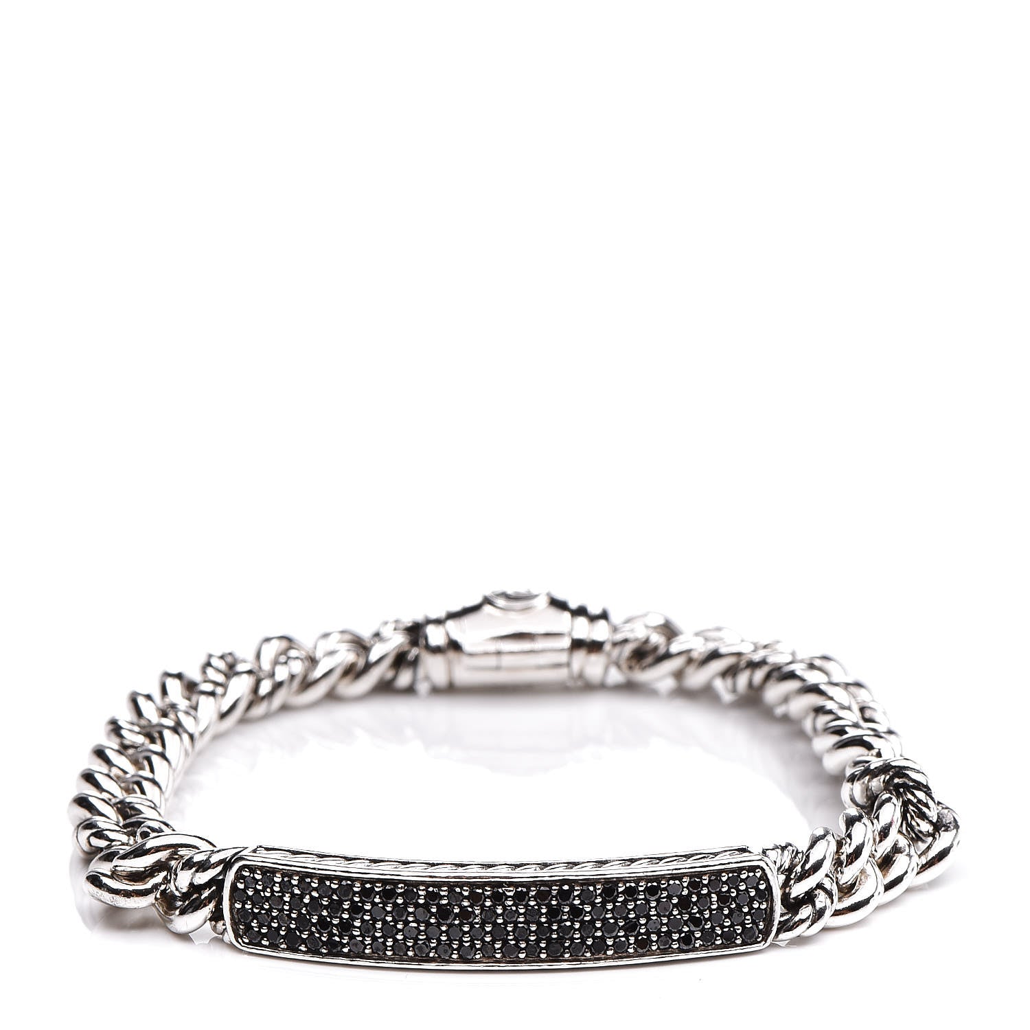 David Yurman Sterling Silver Black Diamond 6mm Petite ID Bracelet 1 of 5