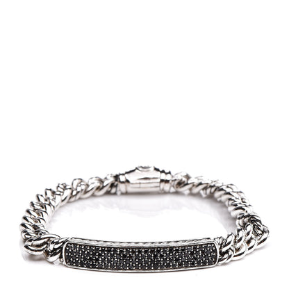 David Yurman Sterling Silver Black Diamond 6mm Petite ID Bracelet 1 of 5