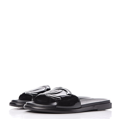 Chanel Patent Calfskin CC Slip On Mules 39 Black 3 of 12