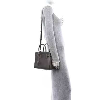 Saint Laurent Grained Calfskin Topstich Baby Sac De Jour Grey 2 of 15