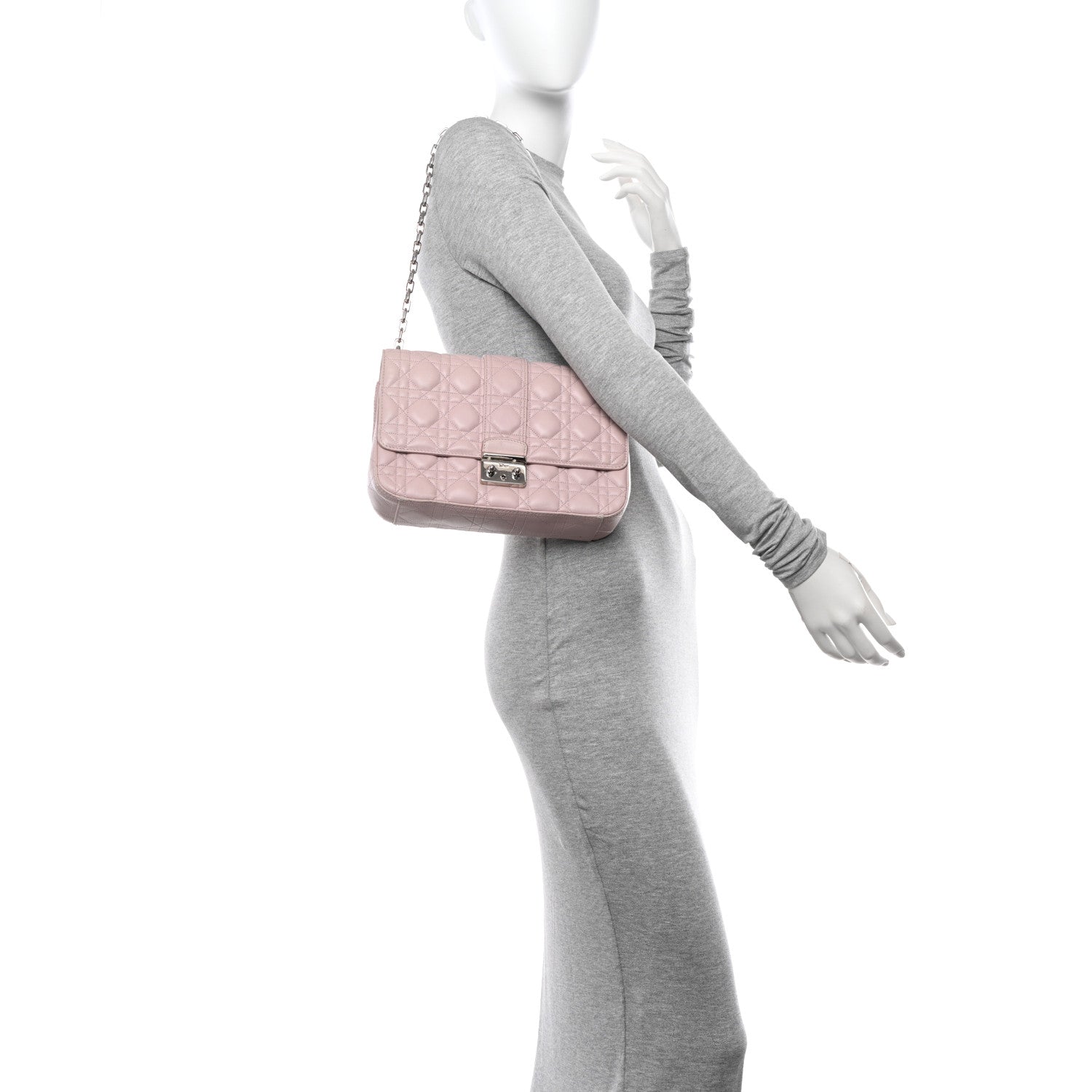 Christian Dior Lambskin Cannage Medium Miss Dior Flap Light Pink 2 of 17