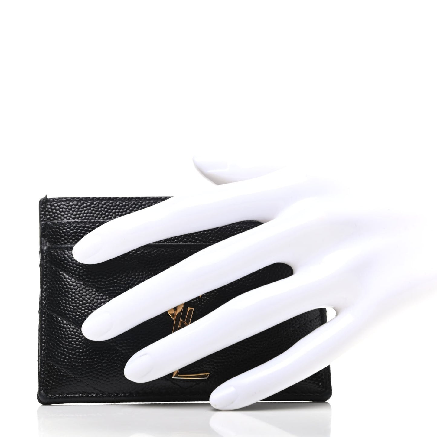 Grain De Poudre Matelasse Chevron Monogram Credit Card Case Black