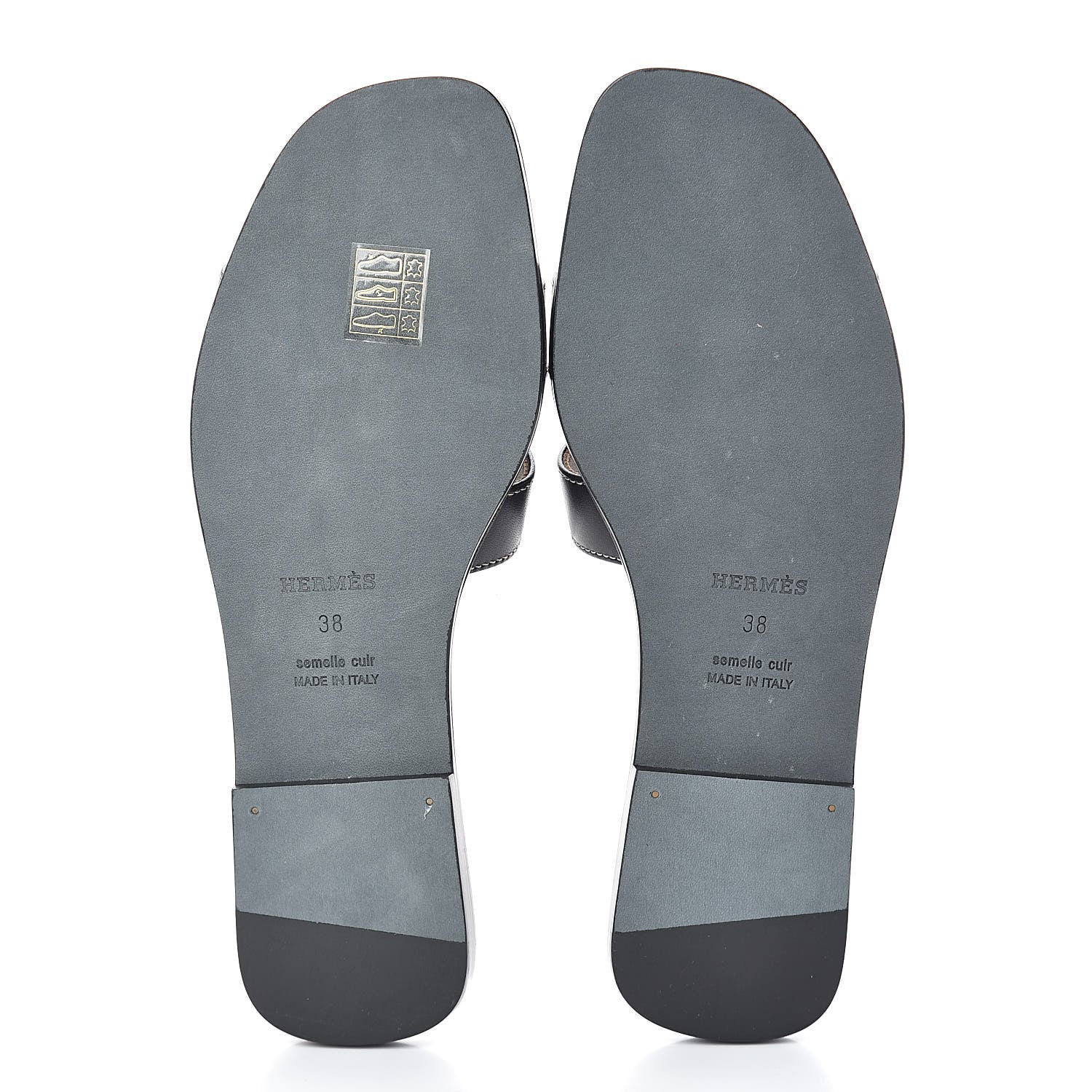 Hermes Box Calfskin Oran Sandals 38 Black 6 of 8