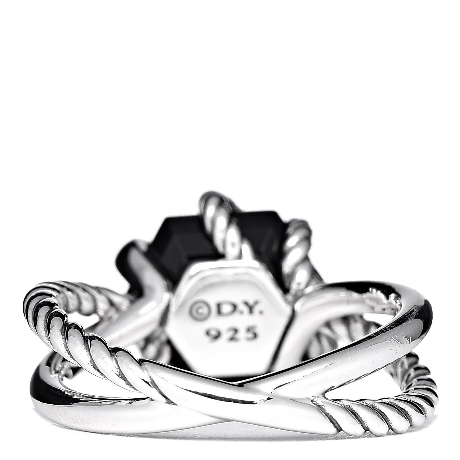 David Yurman Sterling Silver Diamond Black Onyx 10mm Cable Wrap Ring 52 6 4 of 5