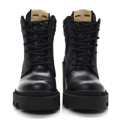 Gucci Apollo Calfskin GG Supreme Nappa Samoa Quilted Lace Up Ankle Boots 37 Black 2 of 9
