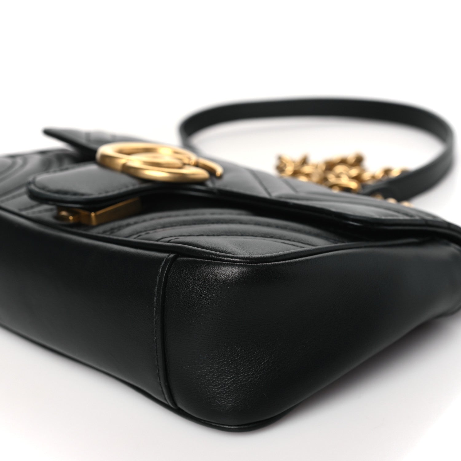 Gucci Calfskin Matelasse Mini GG Marmont Shoulder Bag Black 10 of 10
