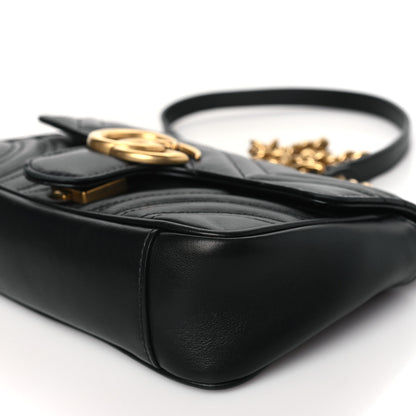 Gucci Calfskin Matelasse Mini GG Marmont Shoulder Bag Black 10 of 10