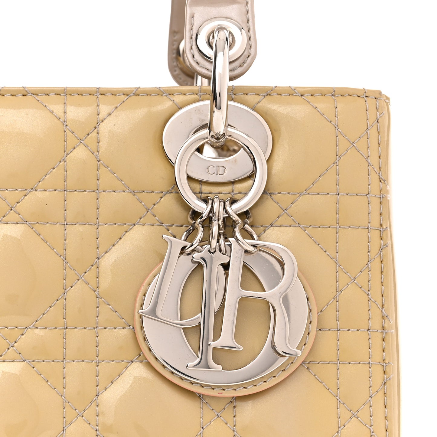 Patent Cannage Medium Lady Dior Beige