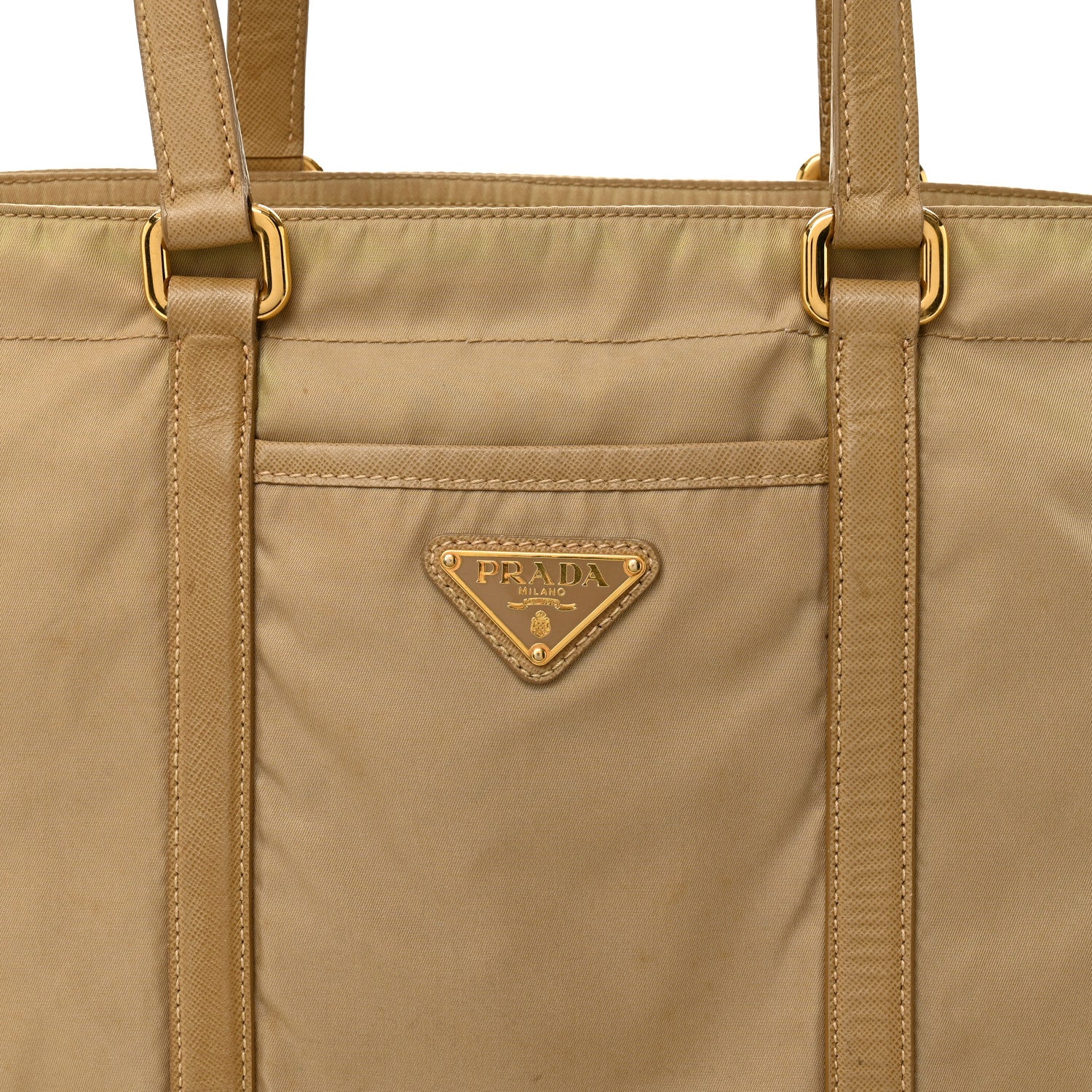 Prada Tessuto Nylon Saffiano Tote Beige 9 of 11