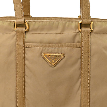 Prada Tessuto Nylon Saffiano Tote Beige 9 of 11