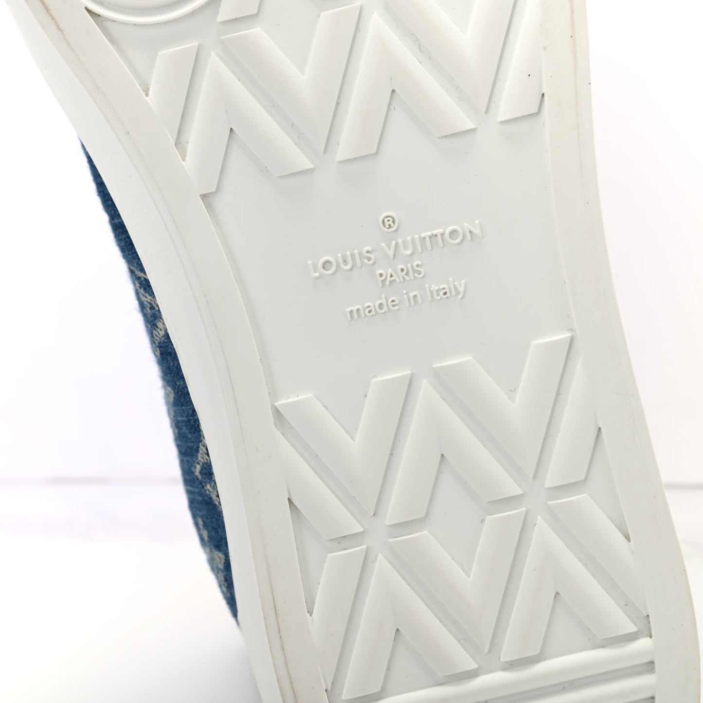 Calfskin Denim Monogram Mens Tattoo Sneaker Boots 9 White Blue