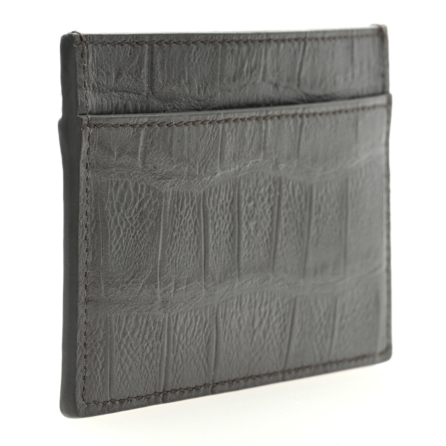 Saint Laurent Calfskin Crocodile Embossed Cassandra Credit Card Case 3 of 6