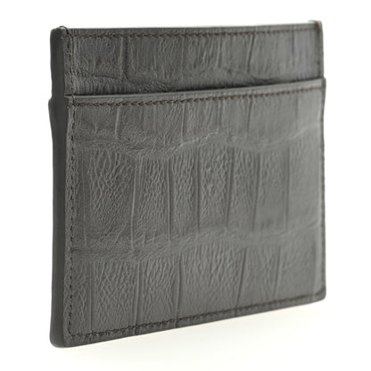 Saint Laurent Calfskin Crocodile Embossed Cassandra Credit Card Case 3 of 6