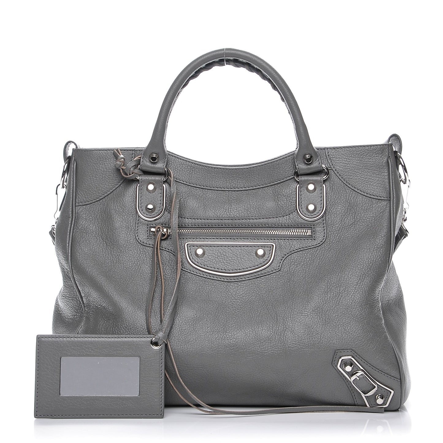 Chevre Silver Metallic Edge Hardware Velo Gris Acier