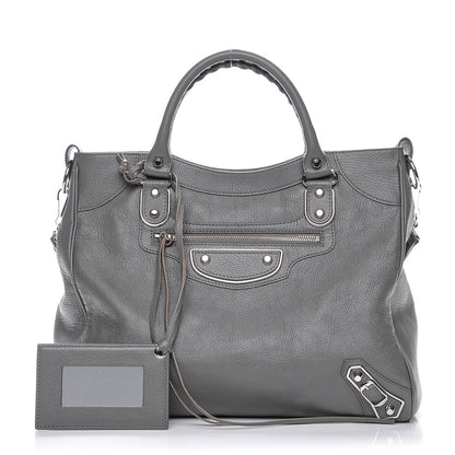 Balenciaga Chevre Silver Metallic Edge Hardware Velo Gris Acier 1 of 7