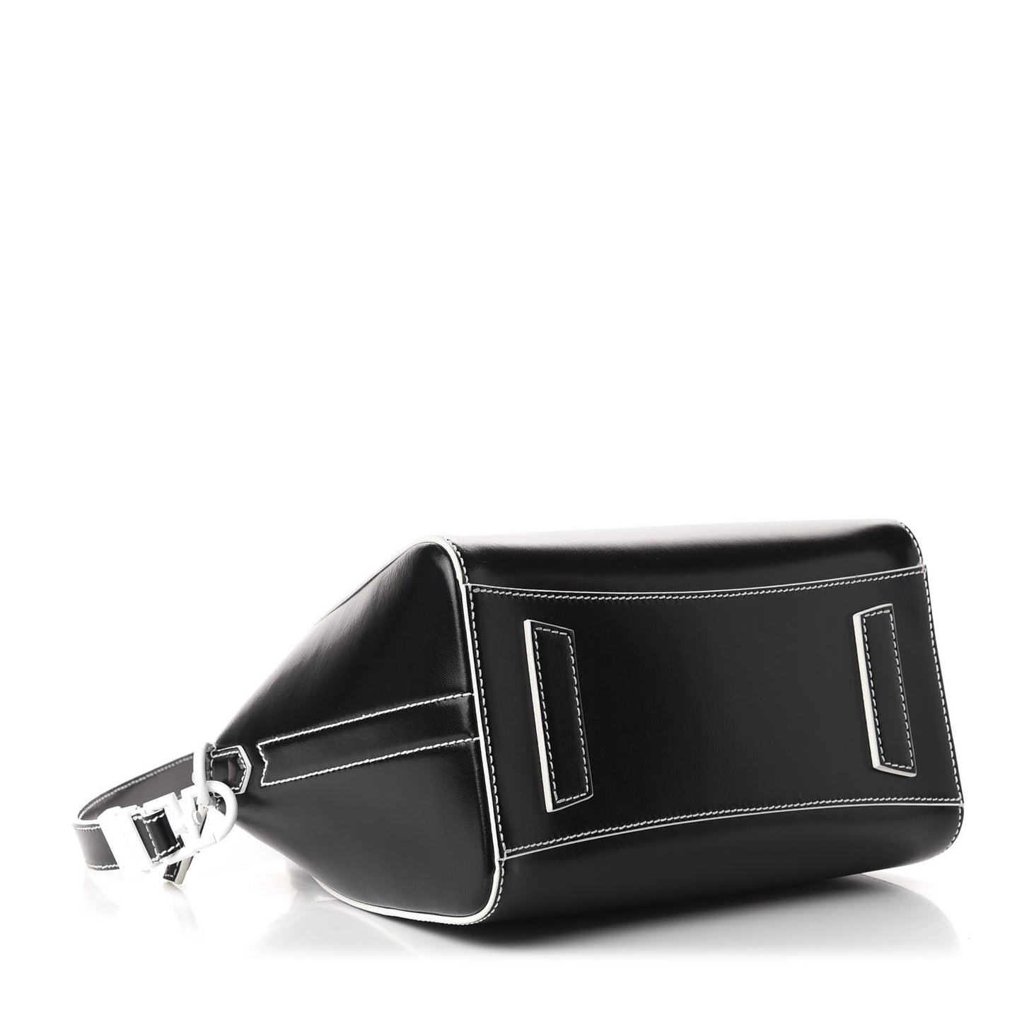 Calfskin Contrast Topstitch Small Antigona Black White