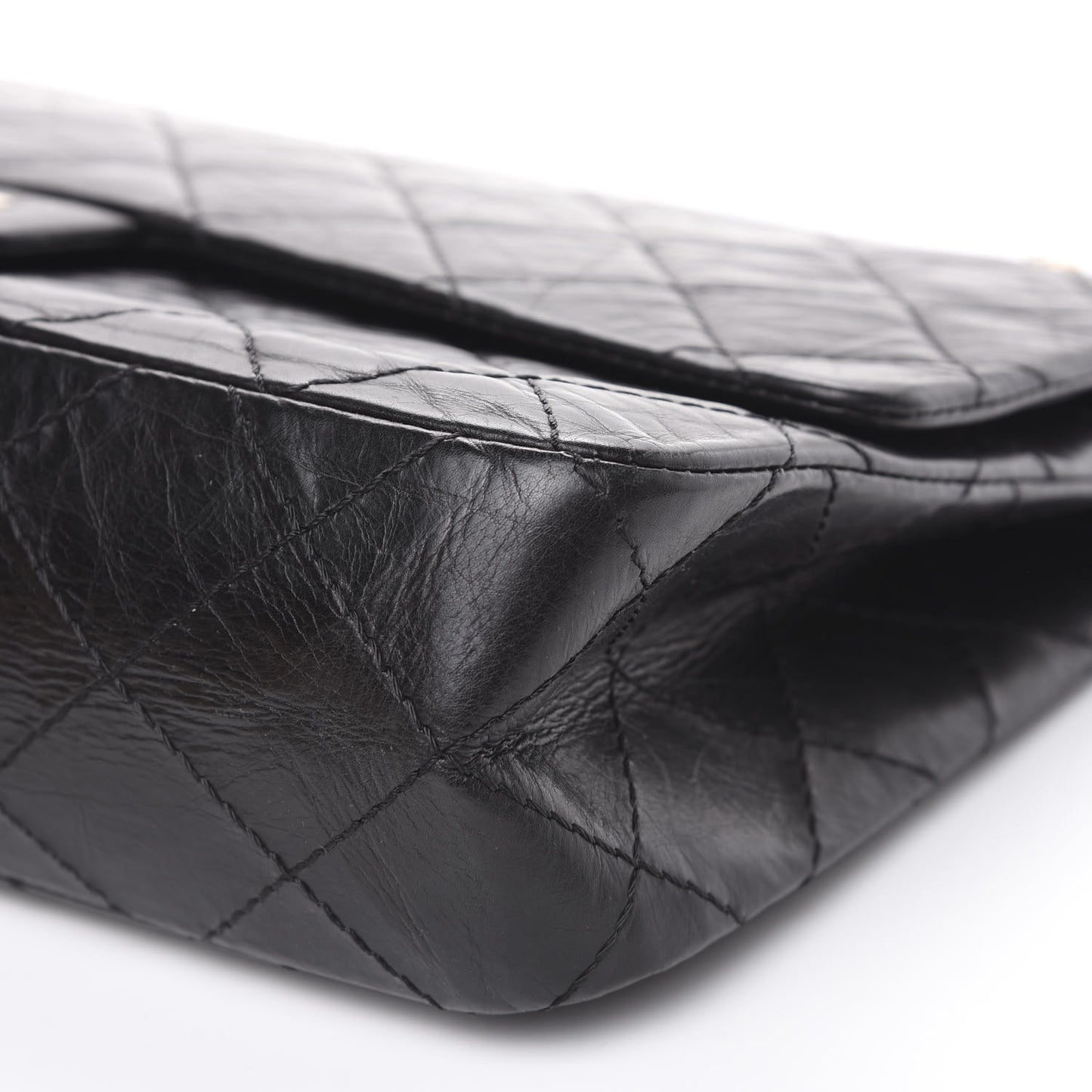 Aged Calfskin Quilted 2.55 Reissue 227 Flap Black