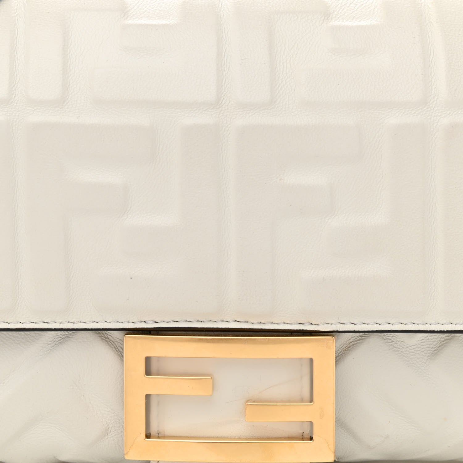 Fendi Nappa FF 1974 Embossed Baguette White 8 of 10