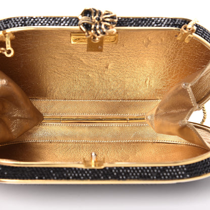 Judith Leiber Swarovski Crystal Minaudiere Clutch Black Gold 5 of 10