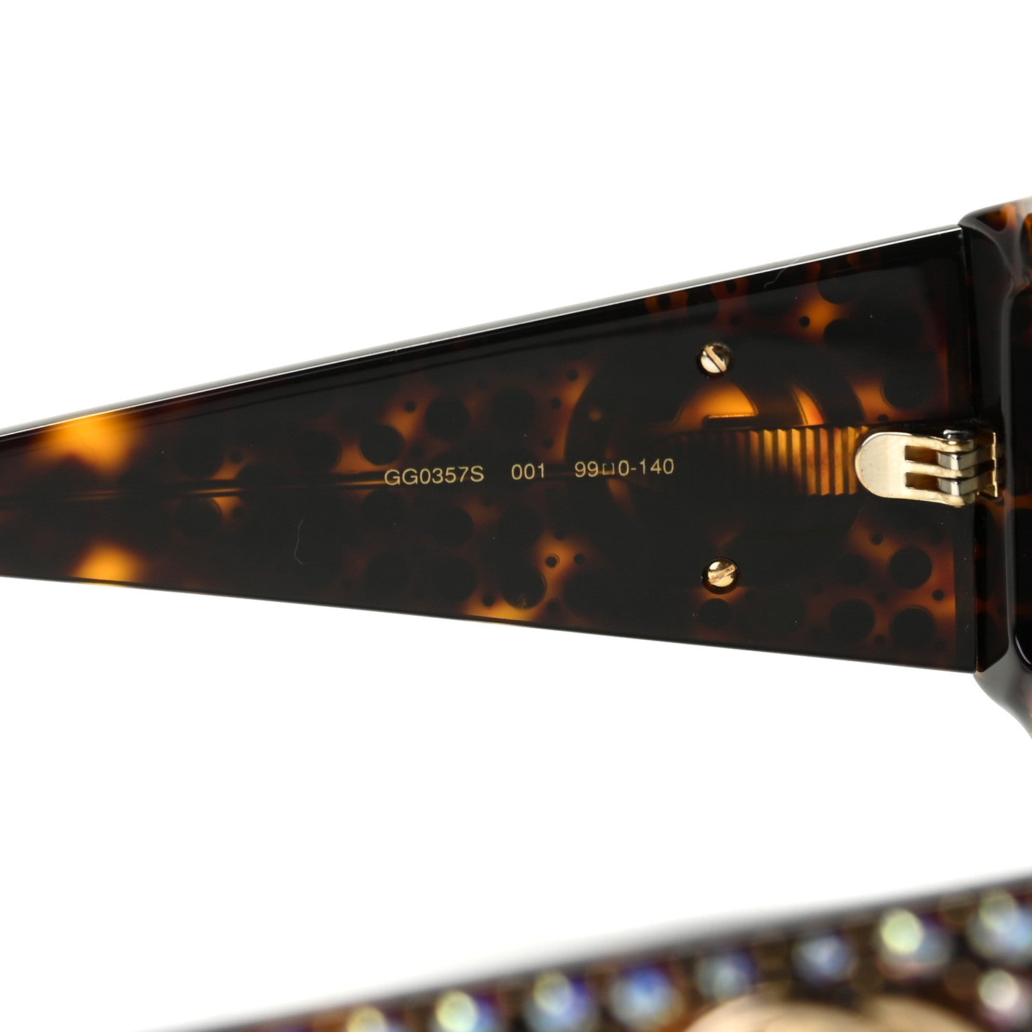 Gucci Crystal Rectangular Frame Sunglasses GG0357S Tortoiseshell 7 of 7
