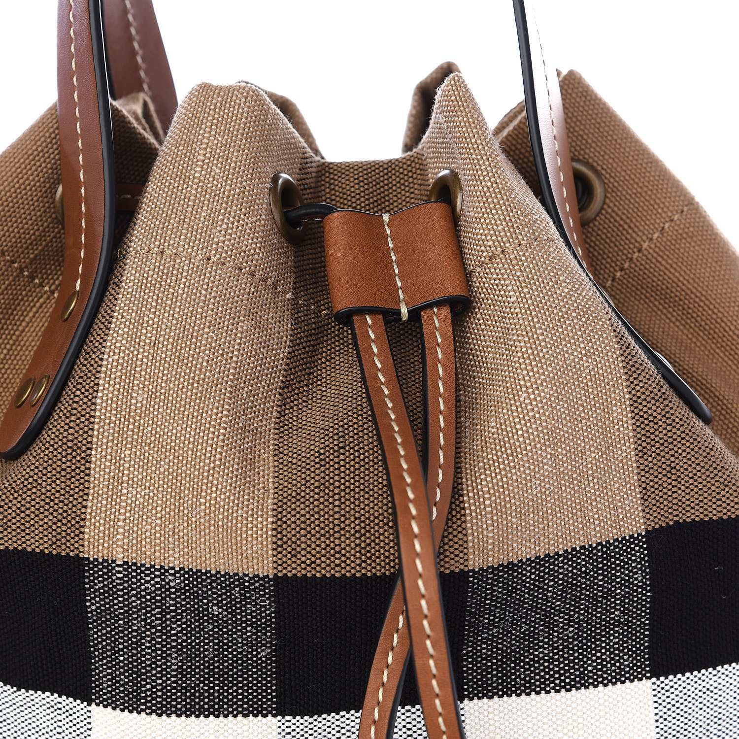 Burberry Canvas Mega Check Small Bucket Tan 8 of 8