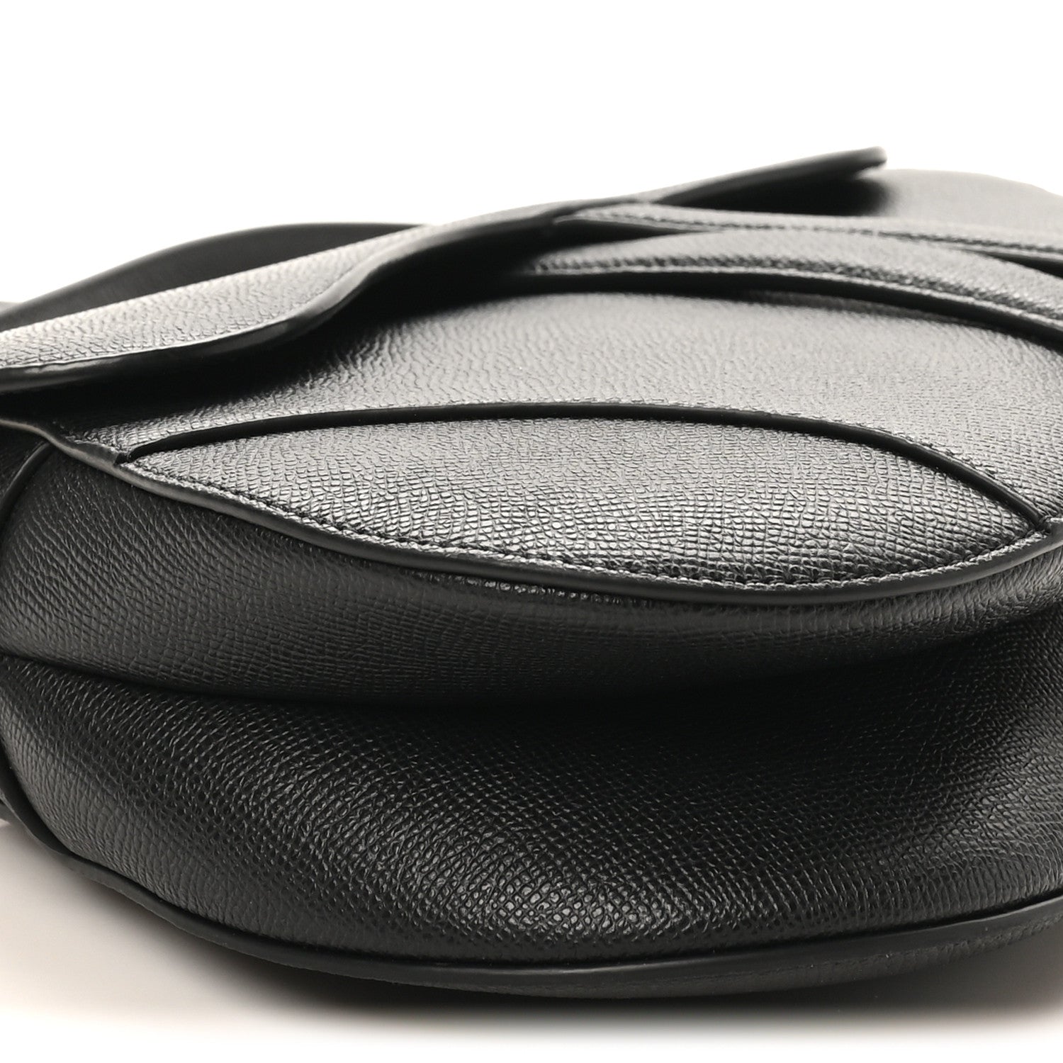 Christian Dior Grained Calfskin Saddle Bag With Strap Black 9 of 10