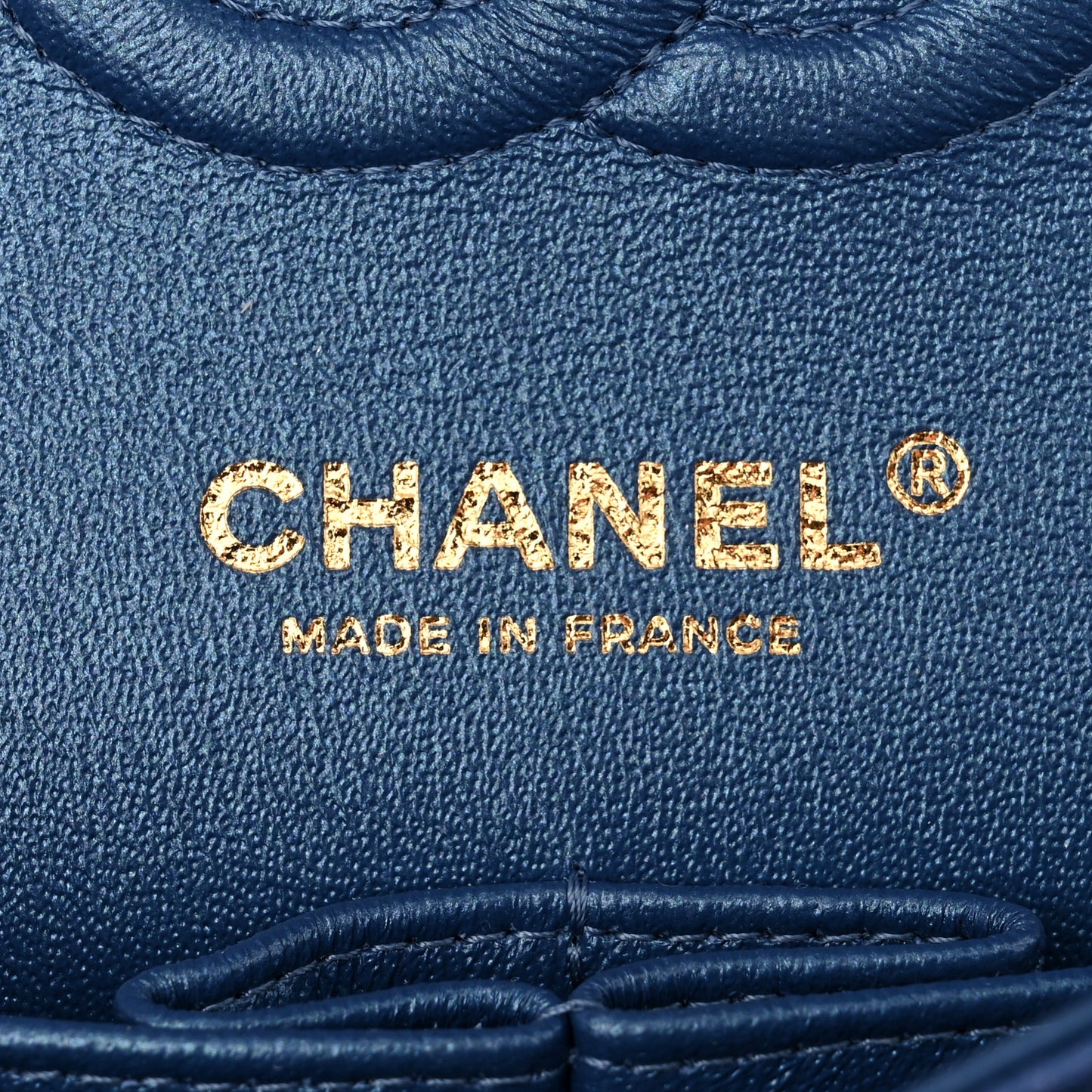 Iridescent Caviar Quilted Small Double Flap Dark Blue