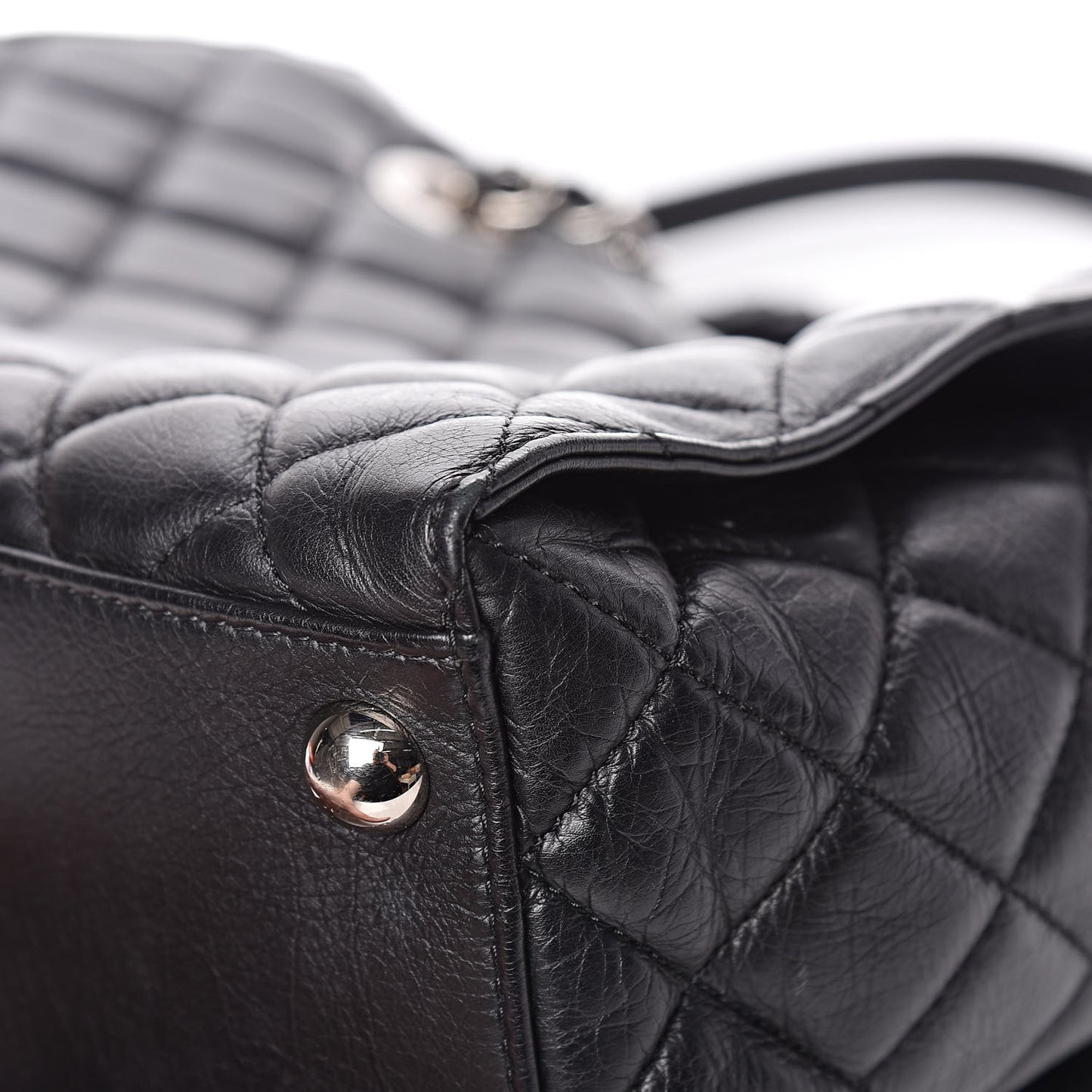 Calfskin Quilted Small Chic and Soft Shopping Tote Black