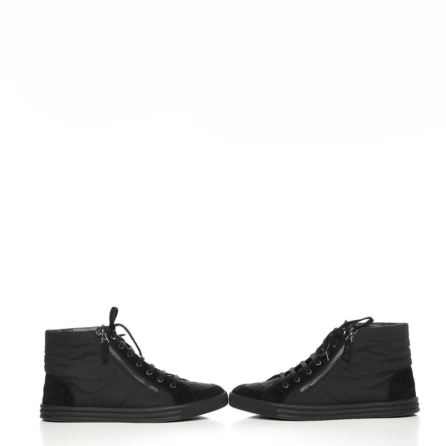 Chanel Canvas Suede Calfskin Zipped Sneakers 42 Black 6 of 10