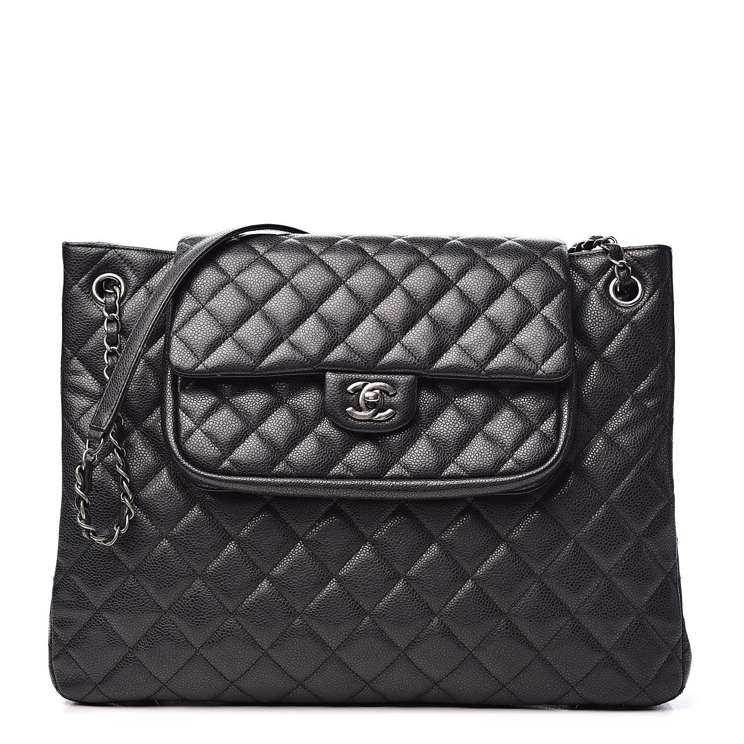 Chanel Caviar Quilted Flap Tote Dark Grey 1 of 11